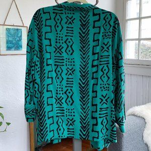 Vintage duster / button up, geometric pattern